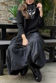 Paloma Bubble Hem Midi Skirt Black